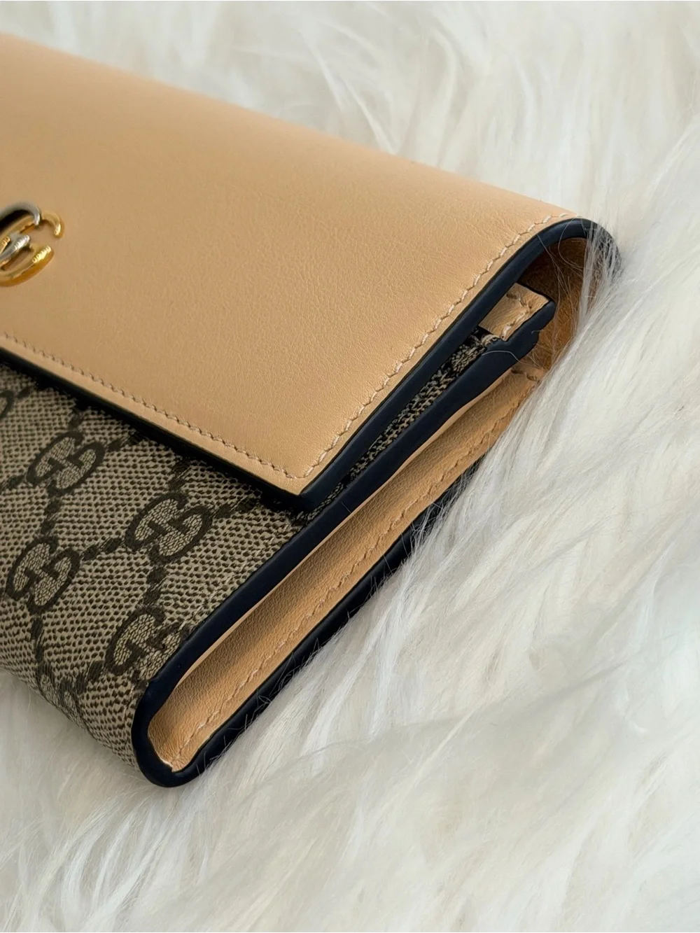 Gucci Beige and Brown GG Canvas Crossbody Bag with Bi-Metal GG Logo